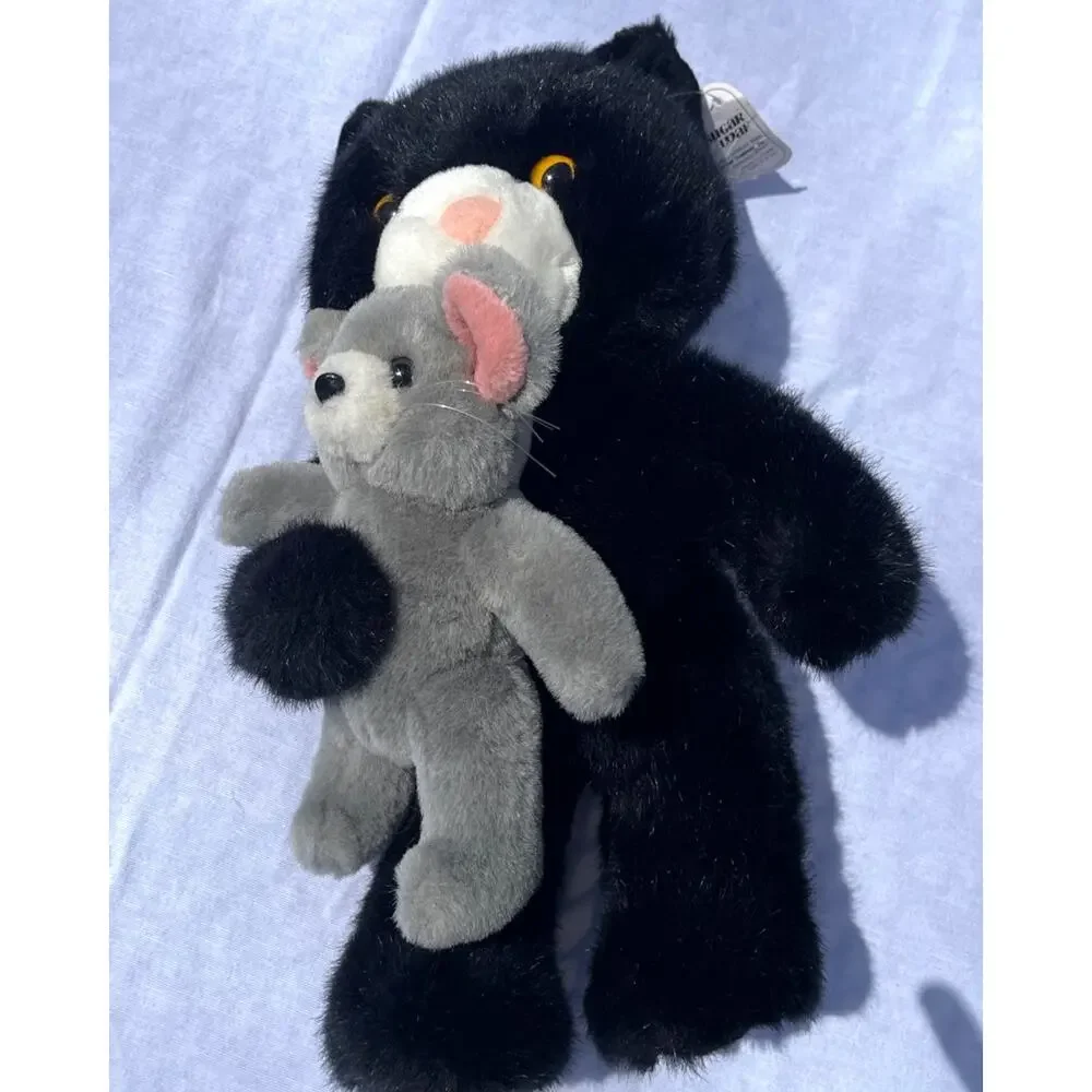 Black Cat With Gray Mouse Toy Plush Stuffed Animal by Sugarloaf 1998 14